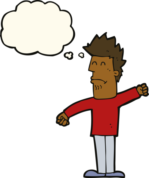 Bir insan tarafından çizilmiş düşünce baloncuğu olan stresli bir adam.