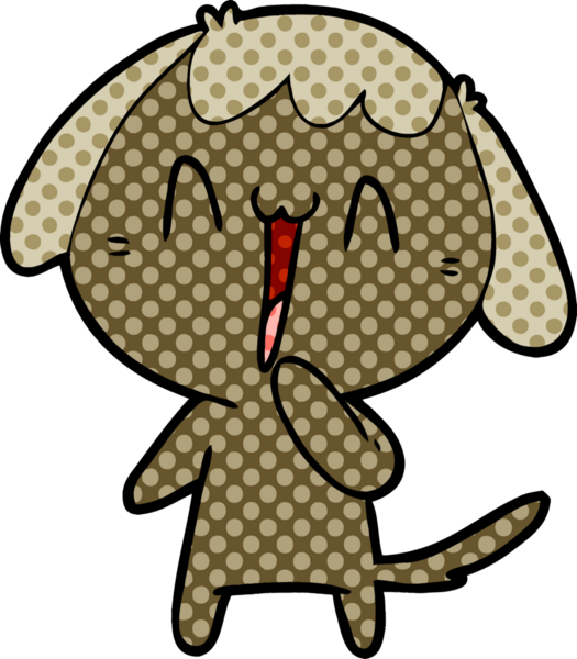 Bir insan tarafından çizilmiş şirin bir çizgi film köpeği.