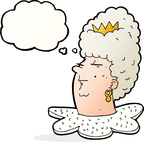 Bir insan tarafından çizilmiş düşünce balonlu kraliçe kafası.