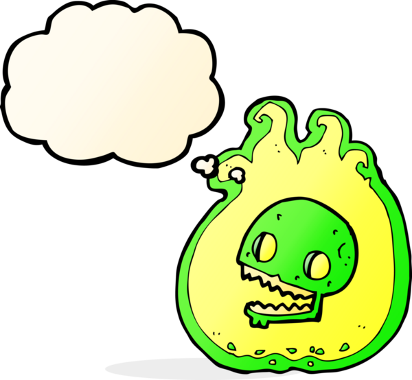 Bir insan tarafından çizilmiş düşünce baloncuğu ile Cadılar Bayramı Cadılar Bayramı alev sınırı