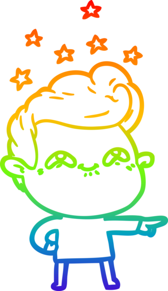 Gökkuşağı gradyanı çizimi bir insan tarafından çizilmiş heyecanlı bir çizgi film