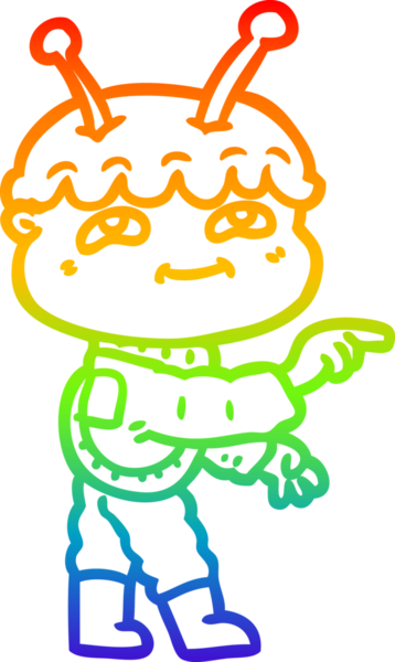 gökkuşağı gradyan çizimi bir insan tarafından çizilmiş dost bir uzay adamı çizimi