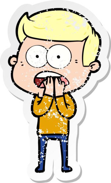 Bir insan tarafından çizilen şok olmuş bir adamın karikatür çıkartması.