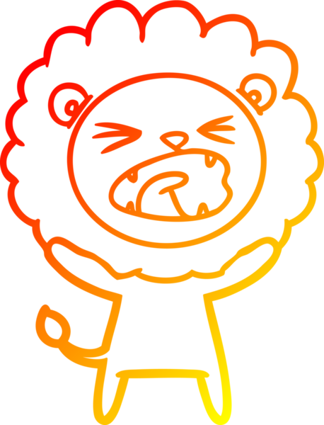 Bir insan tarafından çizilmiş karikatür aslanının sıcak çizgi çizimi