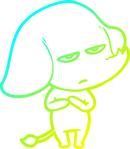 Bir insan tarafından çizilmiş soğuk bir çizgi film filinin çizimi.