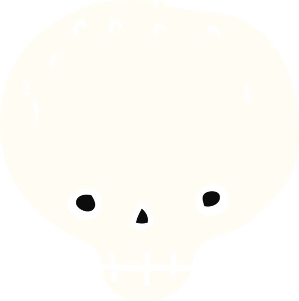 Bir insan tarafından çizilmiş düz renkli çizgi film kafatası