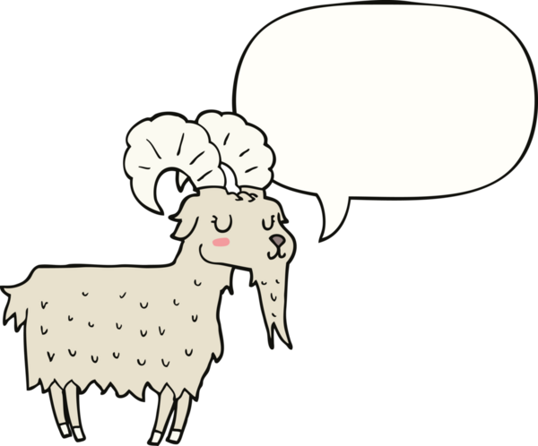 Bir insan tarafından çizilmiş konuşma balonlu bir keçi.