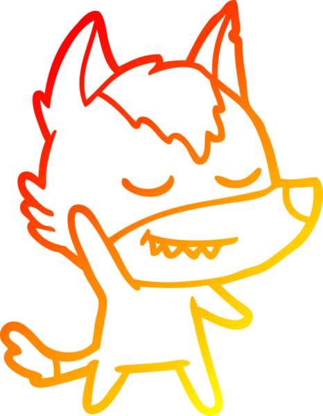 Bir insan tarafından çizilmiş dost canlısı bir kurt çizgi çizimi.