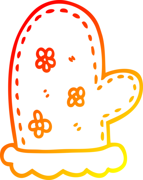 Bir insan tarafından çizilmiş fırın eldivenlerinin sıcak çizgi çizimi