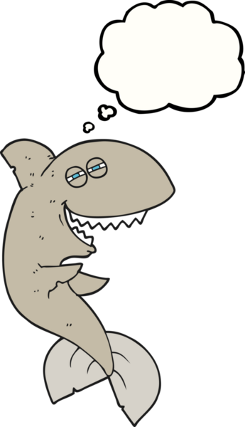 Bir insan tarafından çizilmiş serbest çizim balon karikatür gülen köpekbalığı.