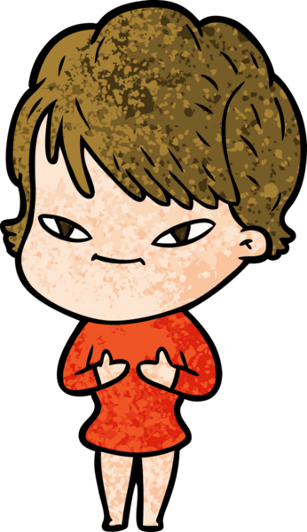 Bir insan tarafından çizilmiş mutlu bir kadın.