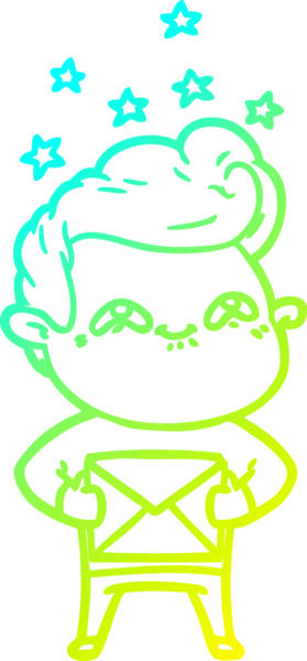 Bir insan tarafından çizilmiş, heyecanlı bir çizgi film çizimi.