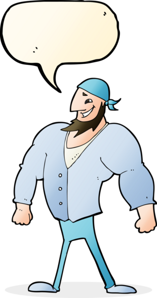 Bir insan tarafından çizilmiş konuşma baloncuğu olan erkek bir denizci.