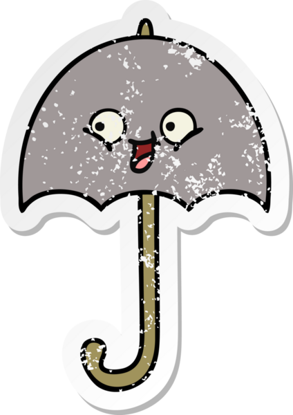 Bir insan tarafından çizilmiş şirin bir şemsiyenin sıkıntılı çıkartması.