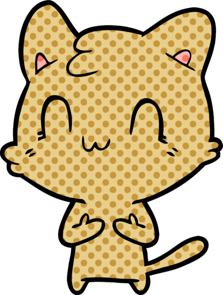 Bir insan tarafından çizilmiş mutlu bir kedi.