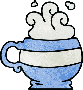 Bir insan tarafından çizilmiş garip bir çizgi film sıcak içeceği.