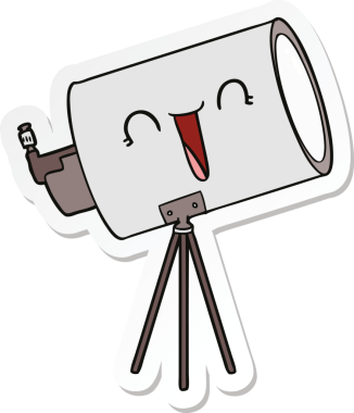 Bir insan tarafından çizilmiş karikatür teleskopu çıkartması.