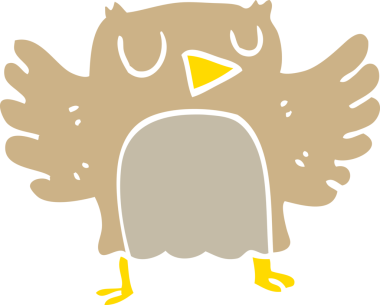 Bir insan tarafından çizilmiş düz renkli çizim baykuşu