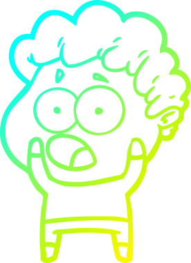 Bir insan tarafından çekilen şaşkınlık içinde soluk soluğa bir çizgi film karakteri çizimi.