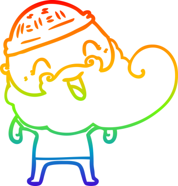 Gökkuşağı gradyan çizgisi bir insan tarafından çizilmiş mutlu sakallı bir adamın çizimi