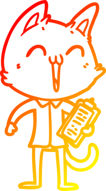 Bir insan tarafından çizilmiş mutlu çizgi film kedisinin sıcak çizgi çizgisi.