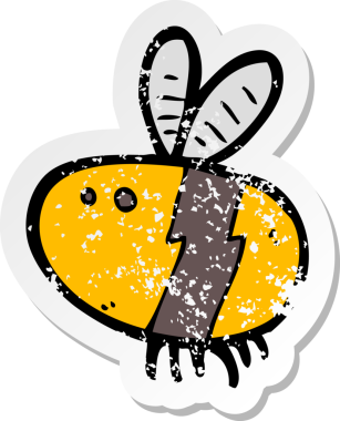 Bir insan tarafından çizilmiş bir çizgi filmin gerilimli çıkartması.