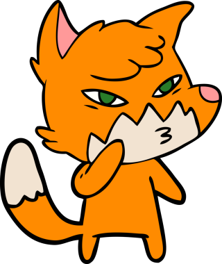 Bir insan tarafından çizilmiş akıllı çizgi film tilkisi.