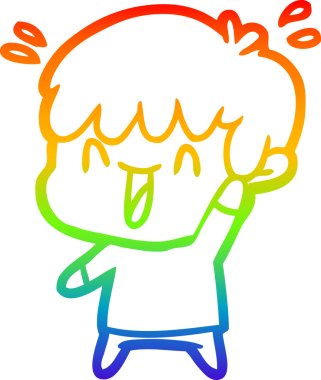 Gökkuşağının gradyan çizimi bir insan tarafından çizilmiş bir çizgi film karakteri.