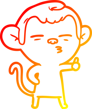 Bir insan tarafından çizilmiş şüpheli bir maymunun sıcak çizgi çizimi