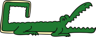 Bir insan tarafından çizilmiş garip çizgi film timsahı.