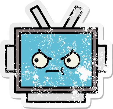 Bir insan tarafından çizilmiş sevimli robot kafasının sıkıntılı çıkartması.