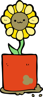 Bir insan tarafından çizilmiş sevimli karikatür çiçeği.