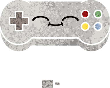Bir insan tarafından çizilmiş bir oyun denetleyicisinin retro illüstrasyon tarzı karikatürü