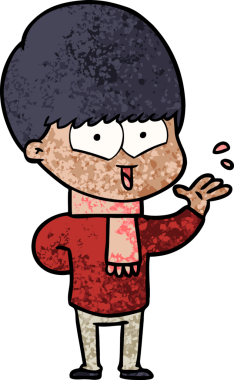 Bir insan tarafından çizilmiş mutlu çocuk çizgi filmi.