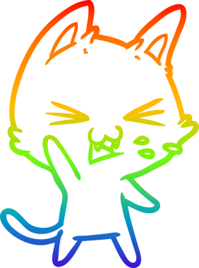 Gökkuşağı gradyan çizgi çizimi Bir insan tarafından çizilmiş bir çizgi kedi tıslama