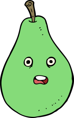 Bir insan tarafından çizilmiş bir armut.