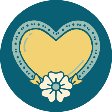 Bir insan tarafından çizilmiş kalp ve çiçeğin ikonik dövme şekli