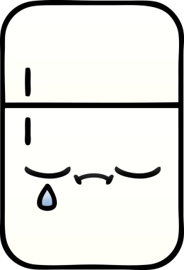 Bir insan tarafından çizilmiş bir buzdolabının gölgelenmiş karikatürü.