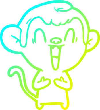 Bir insan tarafından çizilmiş gülen maymun çizgi çizimi.