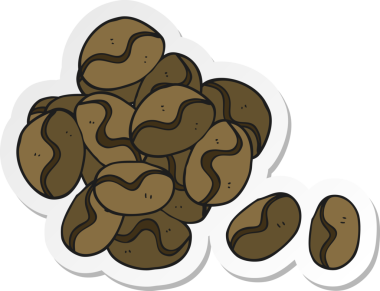 Bir insan tarafından çizilmiş kahve çekirdekleri.