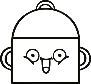 Bir insan tarafından çizilmiş bir tencere karikatürü.