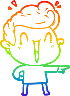 Gökkuşağı gradyanı çizimi bir insan tarafından çizilmiş heyecanlı bir çizgi film