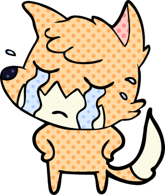 Bir insan tarafından çizilmiş ağlayan tilki çizgi filmi.