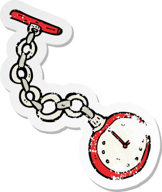 Bir insan tarafından çizilmiş eski bir cep saatinin gerilimli çıkartması.