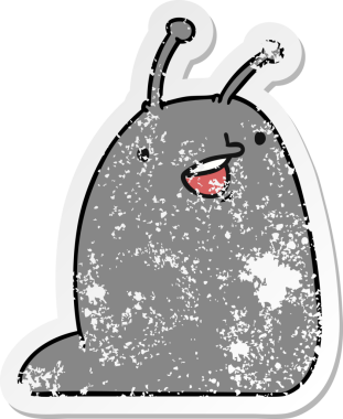 Bir insan tarafından çizilmiş sevimli bir kawaii sümüklü böceğinin sıkıntılı karikatür çizimi