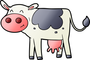 bir insan tarafından çizilmiş çizgi film ineği