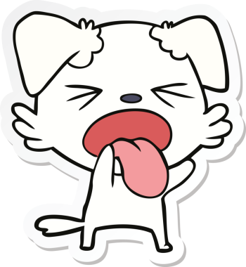 Bir insan tarafından çizilmiş tiksindirici bir köpeğin çıkartması.