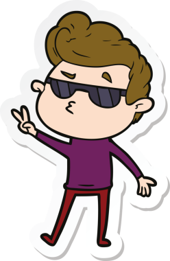 Bir insan tarafından çizilmiş havalı bir adamın çıkartması.