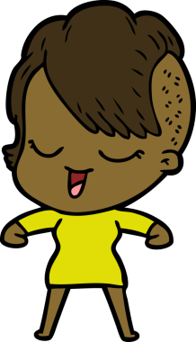 Bir insan tarafından çizilmiş mutlu çizgi film kızı.