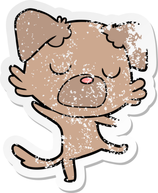 Bir insan tarafından çizilmiş bir karikatür köpeğinin sıkıntılı çıkartması.